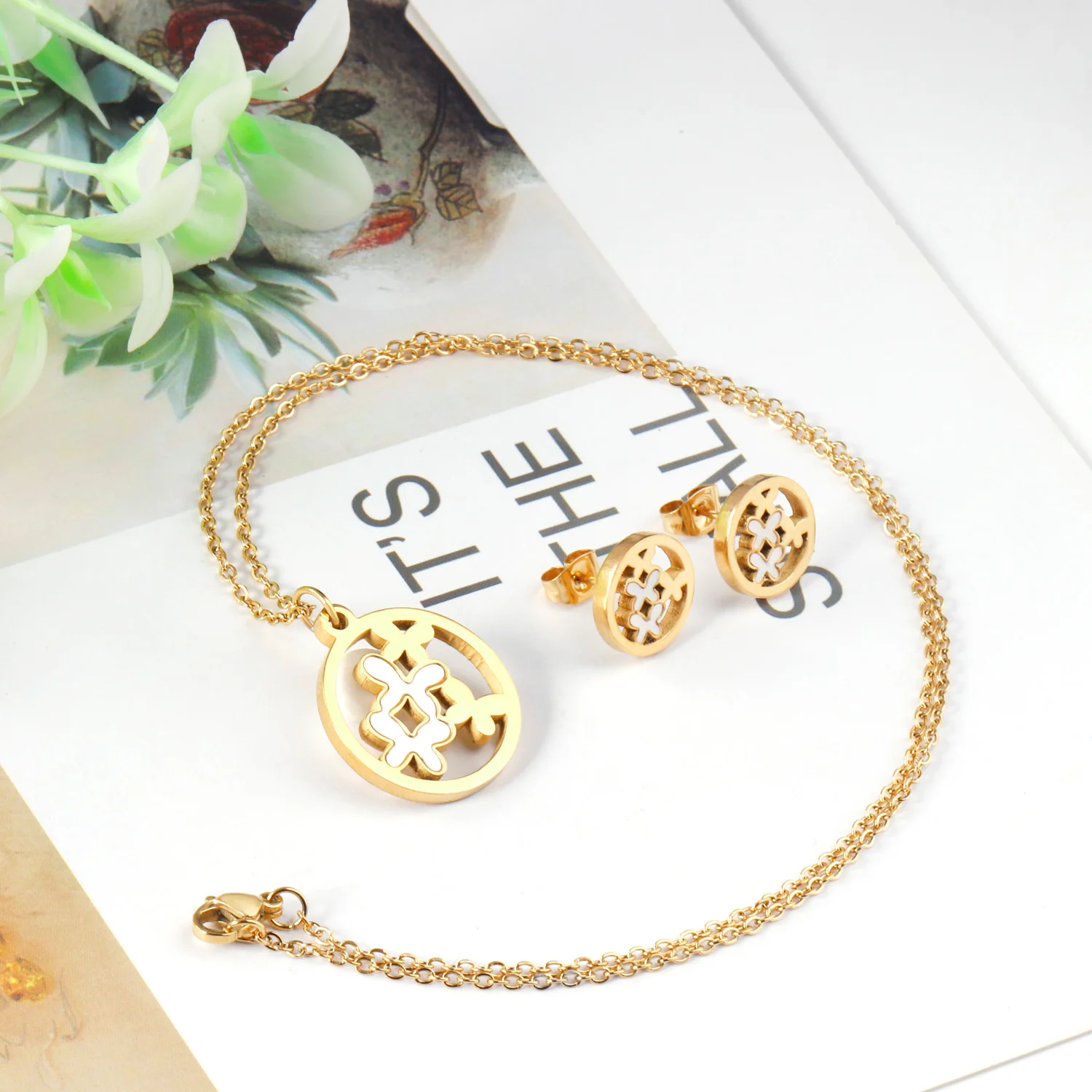 Stainless Steel Jewelry Set New Shell Sets Design For Necklace and Earrings Design