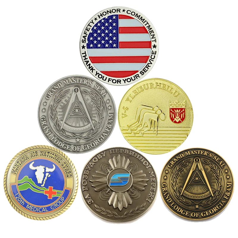 Antique 2d 3D Zinc Alloy Brass Die Stamping Double Coin Tires Custom Metal Coin