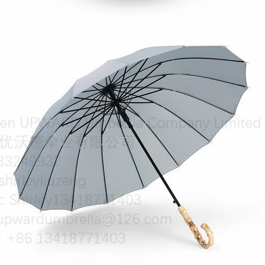 Fashion hot sale 23inch chinese traditional 16 panels bamboo handle straight umbrella