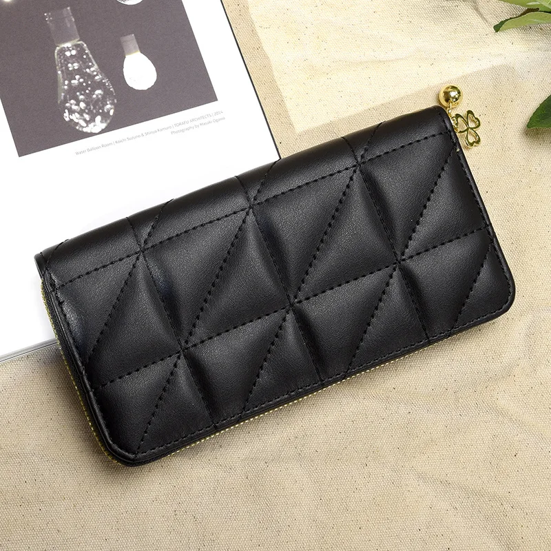 Unisex Fashionable Beautiful Long Zipper Wallet with Thread Pattern Ladies Hand Wallet