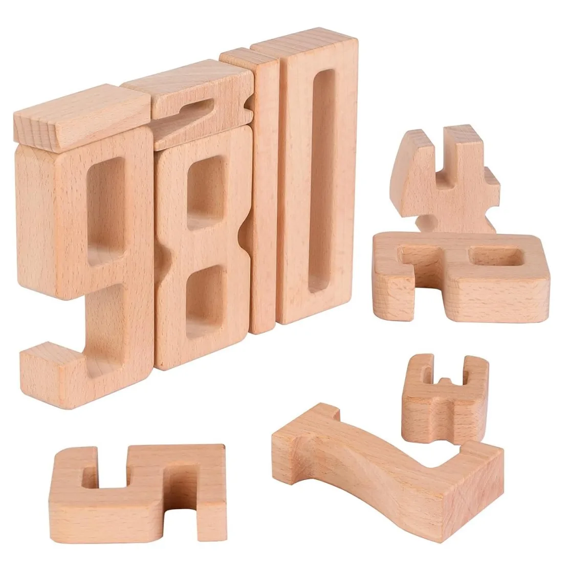 Wooden Numberblocks Toys 10 Pcs Large Number Block 1-10 Digital Building Blocks Stacking Number Toys for Kids