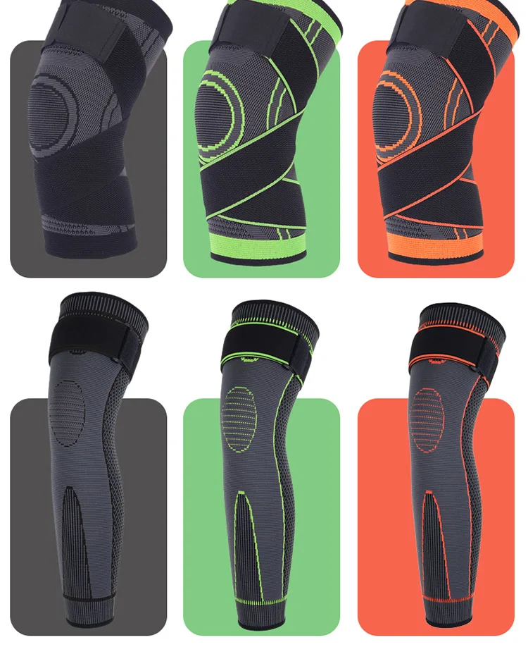 Wholesale Knee Brace Nylon Sports Running Knee Protector Guards Calf Sleeves for Basketball Lengthening Breathable Knee Support