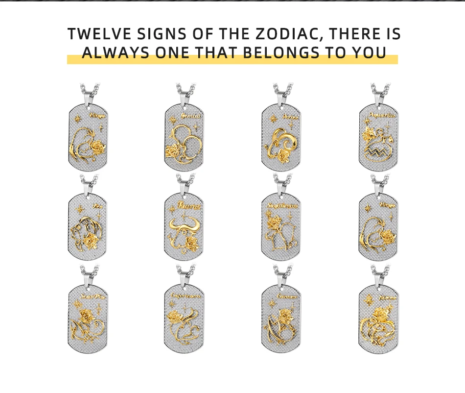 Wholesale Zodiac Horoscope Souvenir Necklace Beautifully Designed Stainless Steel Necklace