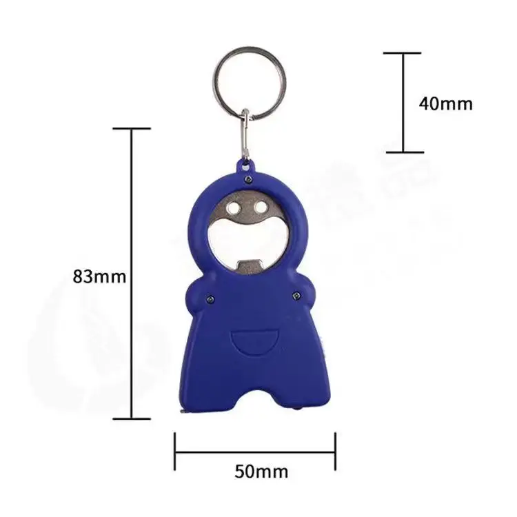 3 colors in stock for instant custom print 1m tape measure LED light bottle opener beer opener measuring tape keychain