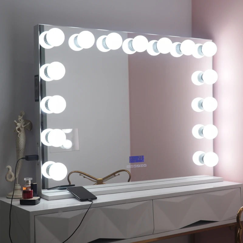 Large Desktop Hollywood Mirror With Light Bluetooth Led Makeup Vanity Dressing Table Mirror