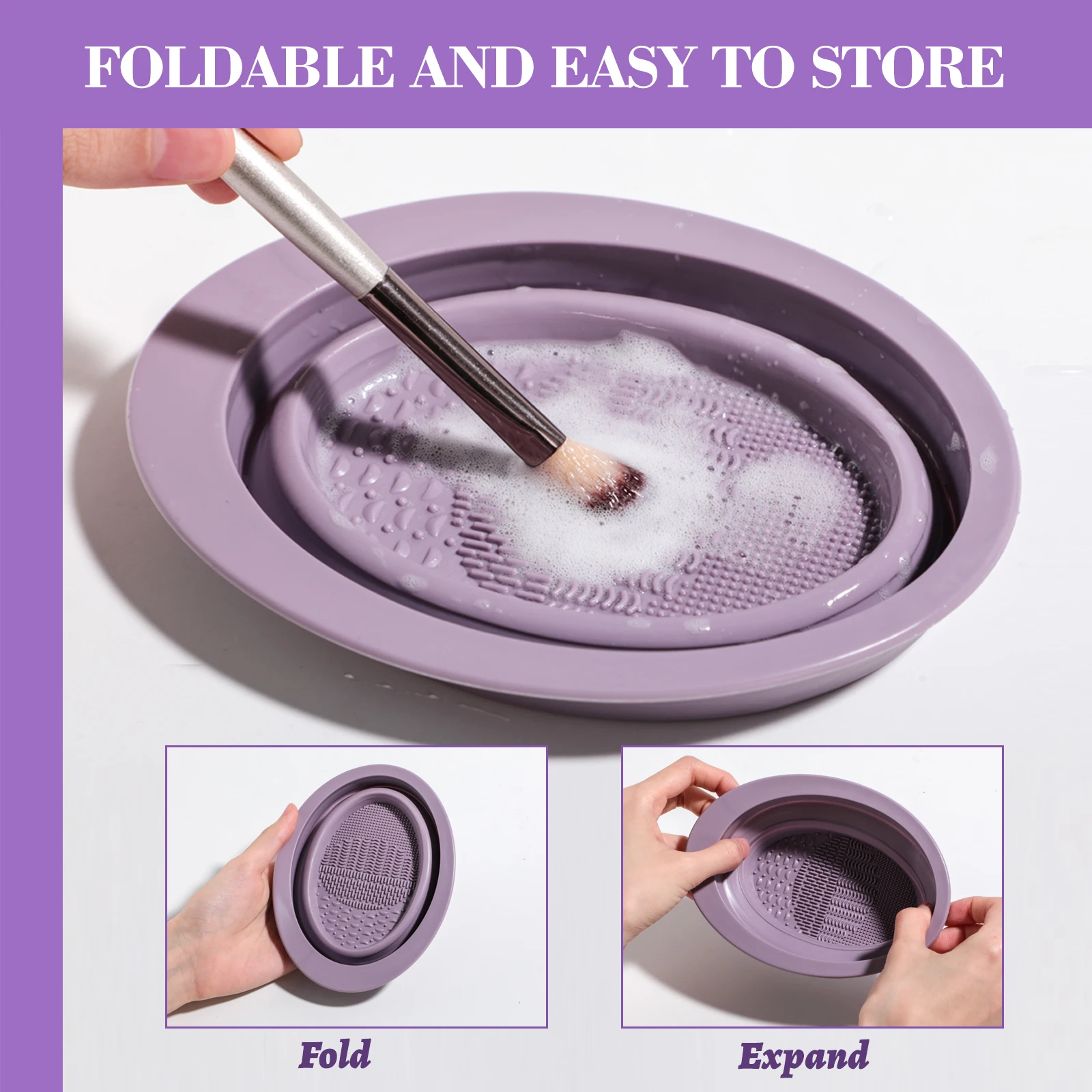 Wholesale Makeup Brush Cleaning Drying Tools Foldable Silicone Makeup Brush Cleaning Pad Makeup Brushes Hanging Drying Net