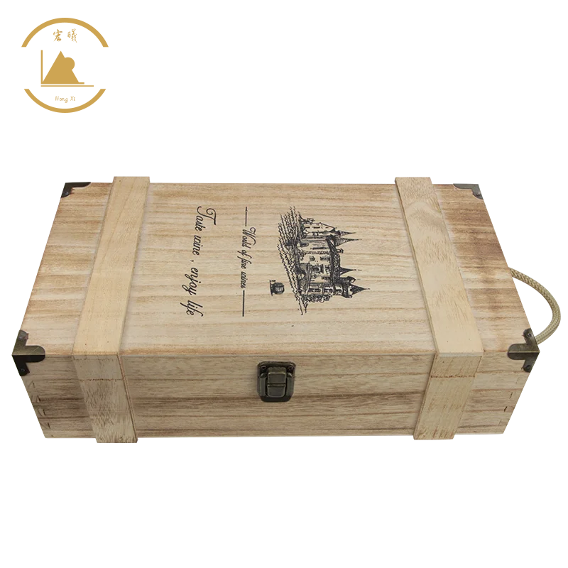 Factory Direct Wooden Wine Box Gift with Hinged Lid Tung Wood Case for Storage and Crafts Customized Engraving Logo