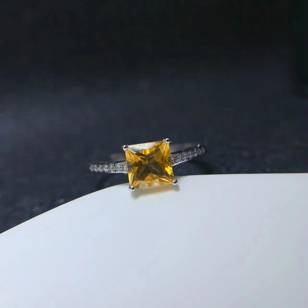 High Quality 925 Sterling Silver Natural Citrine Big Jewelry Jewellery Gemstone Women Rings Wholesale