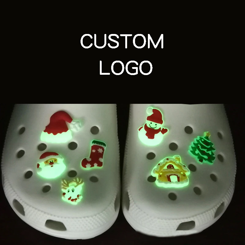 wholesale custom luxury PVC bulk kids keychain light up crocs charms christmas croc charms