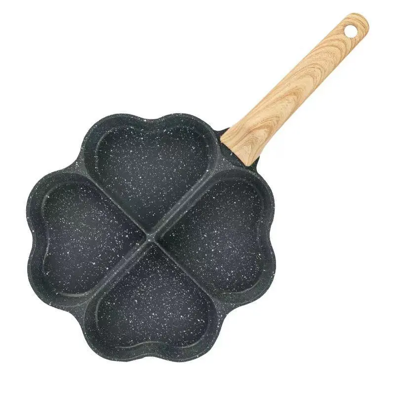 Four Leaf Clover Frying Pot Pan Heart- Shaped Hole Non-stick Cooking Frying Pan