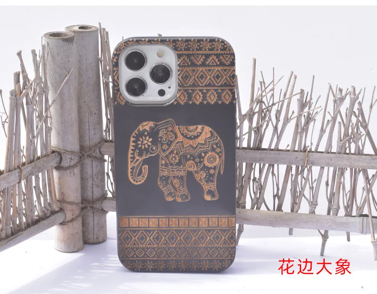 Manufacture Customize Black Ink Bamboo Sublimation Case for iPhone Full Cover Wood Phone Case for iPhone 13 12 11 Pro Max