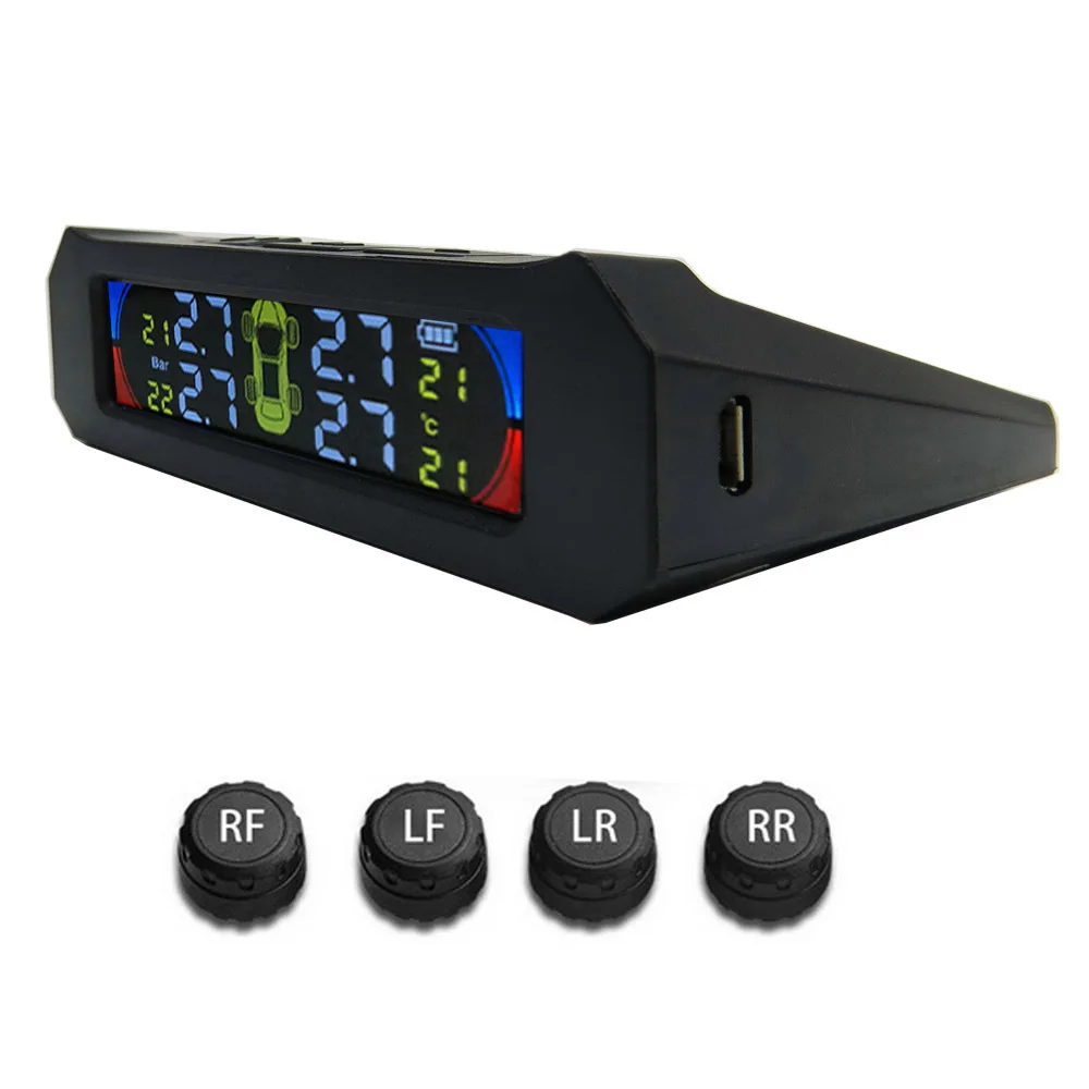 Direct voice solar energy system wireless tire pressure monitoring system pressure monitor tire detector built-in and external