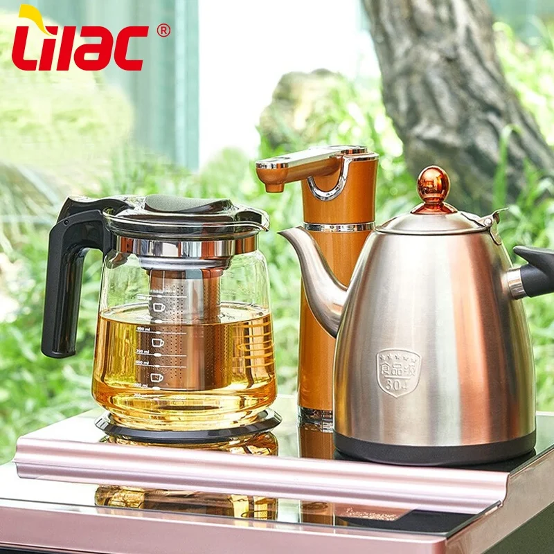 Lilac BSCI SGS LFGB 1500ml glass teapot tea tefal cookware set kettle transparent glass tea pot with infuser