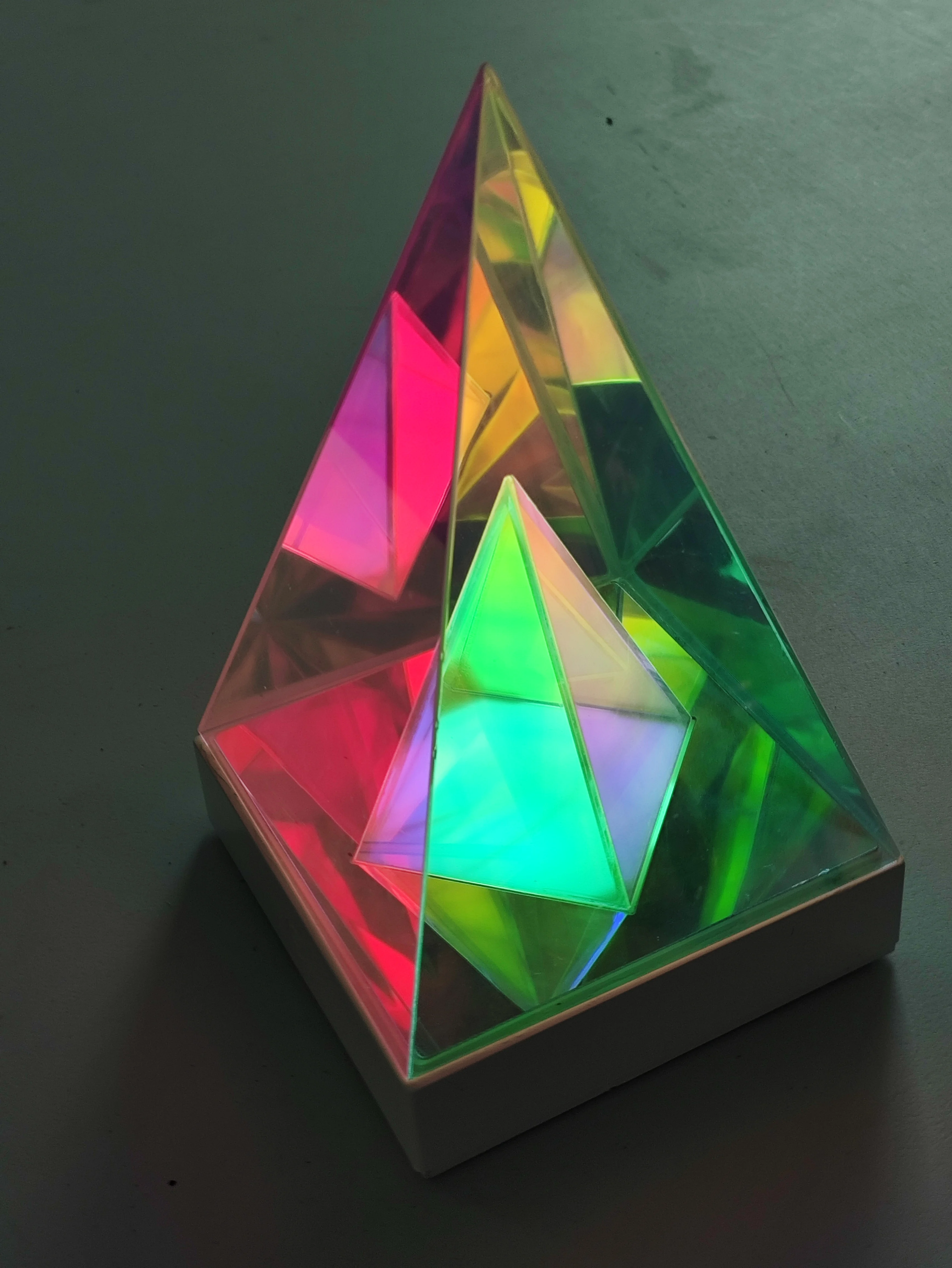 Acrylic desktop creative atmosphere light pyramid decoration nightlight bedroom decorative lamp