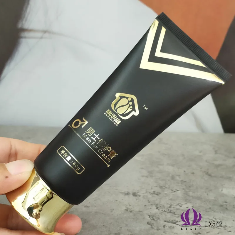 LiXin free sample 100ml black matte plastic tube hot stamping cosmetic tube packaging for face washing