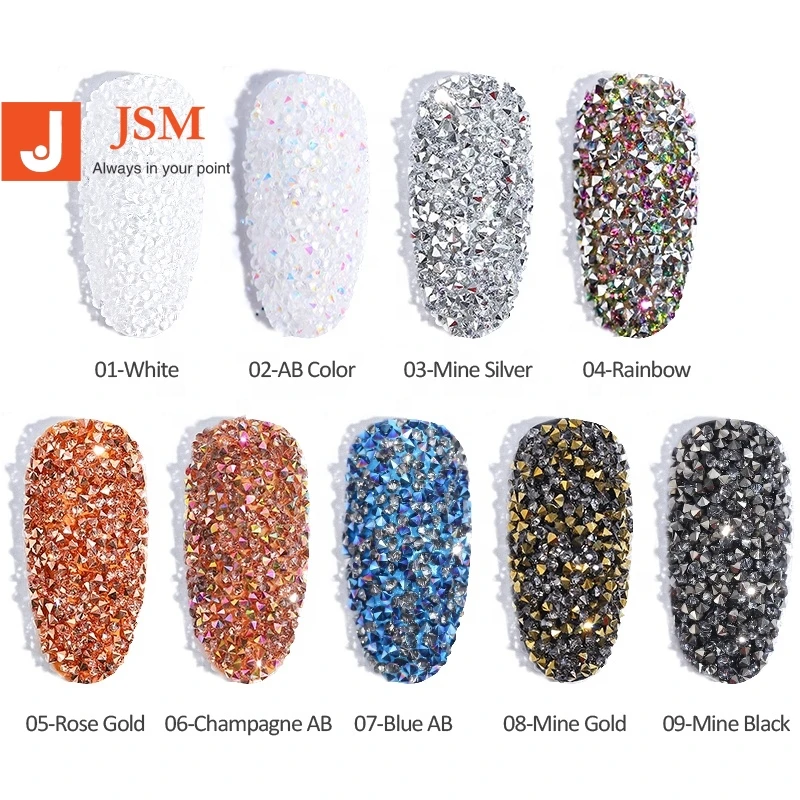 Beautypapa 1Box Glass Nail Caviar Tiny Rhinestones Micro Pixie Crystals 3d Sharp End Glitter Strass For Nails Art Decorations