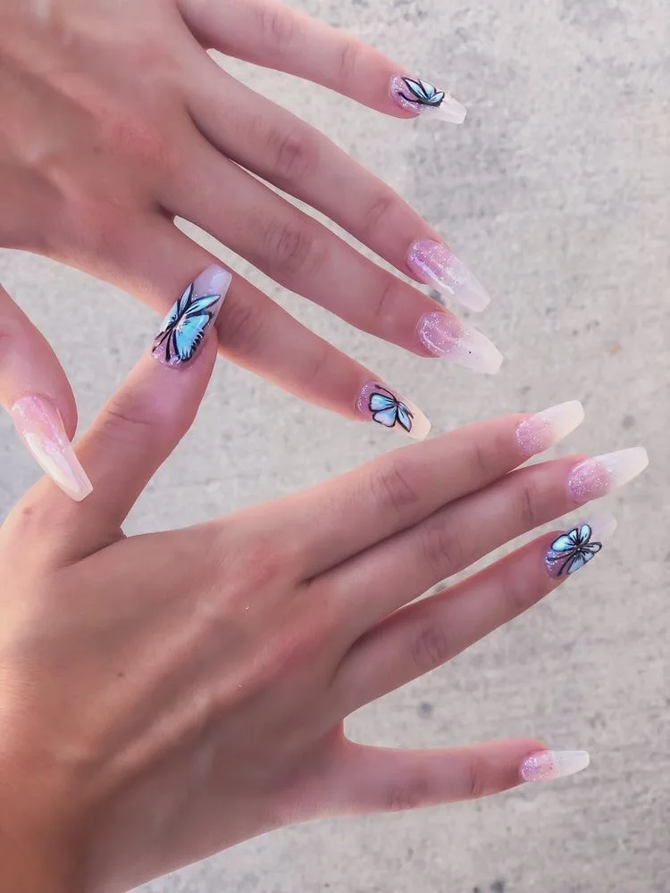 Fashion press on nails butterfly false nails Artificial Finger Nails