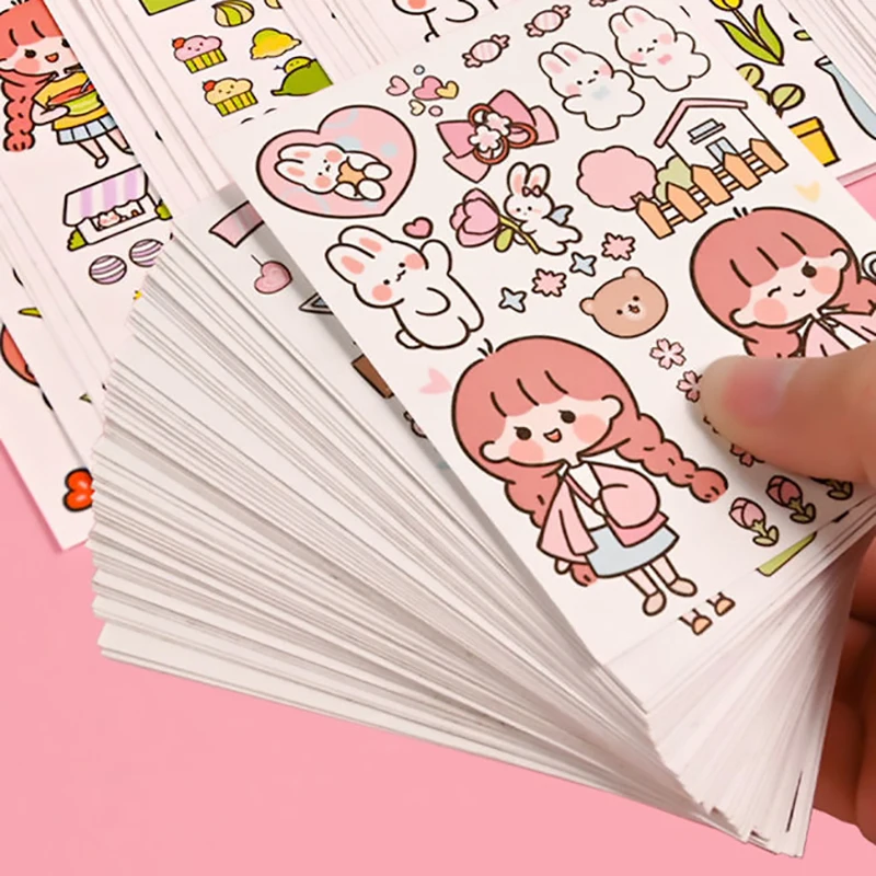Custom Kawaii Stickers Japanese Paper Material Sticker Sheet Cute Cartoon Laptop Washi Tape Set Stationary Decorative Sticker