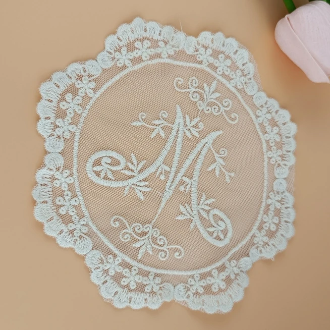 coffee cup organza embroidery doilies,flower applique embroidery lace doilies for table decoration