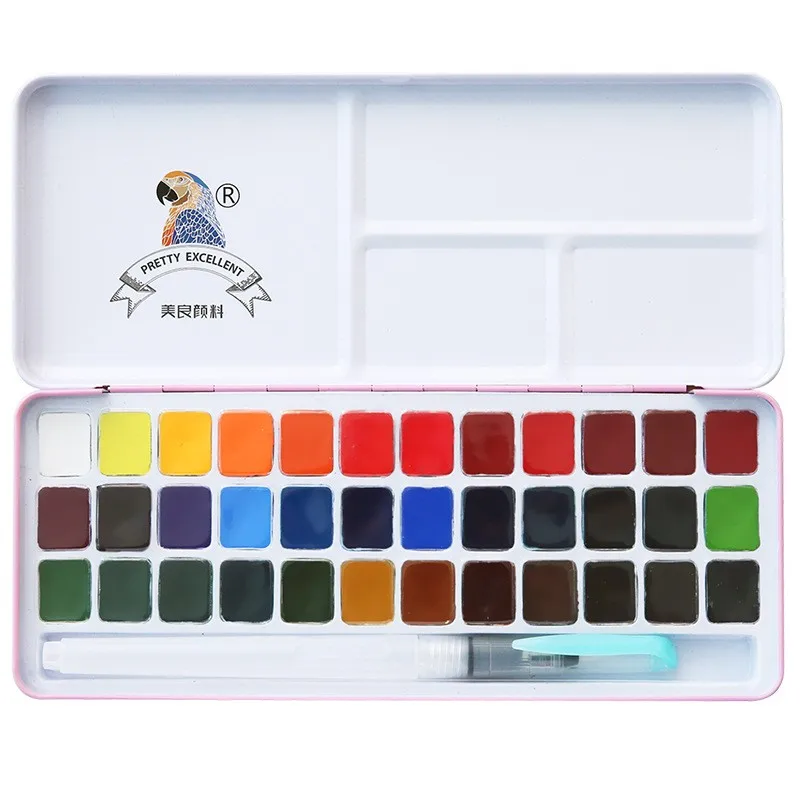 24 color solid watercolor pigment set for beginners, easy to use and easy to color