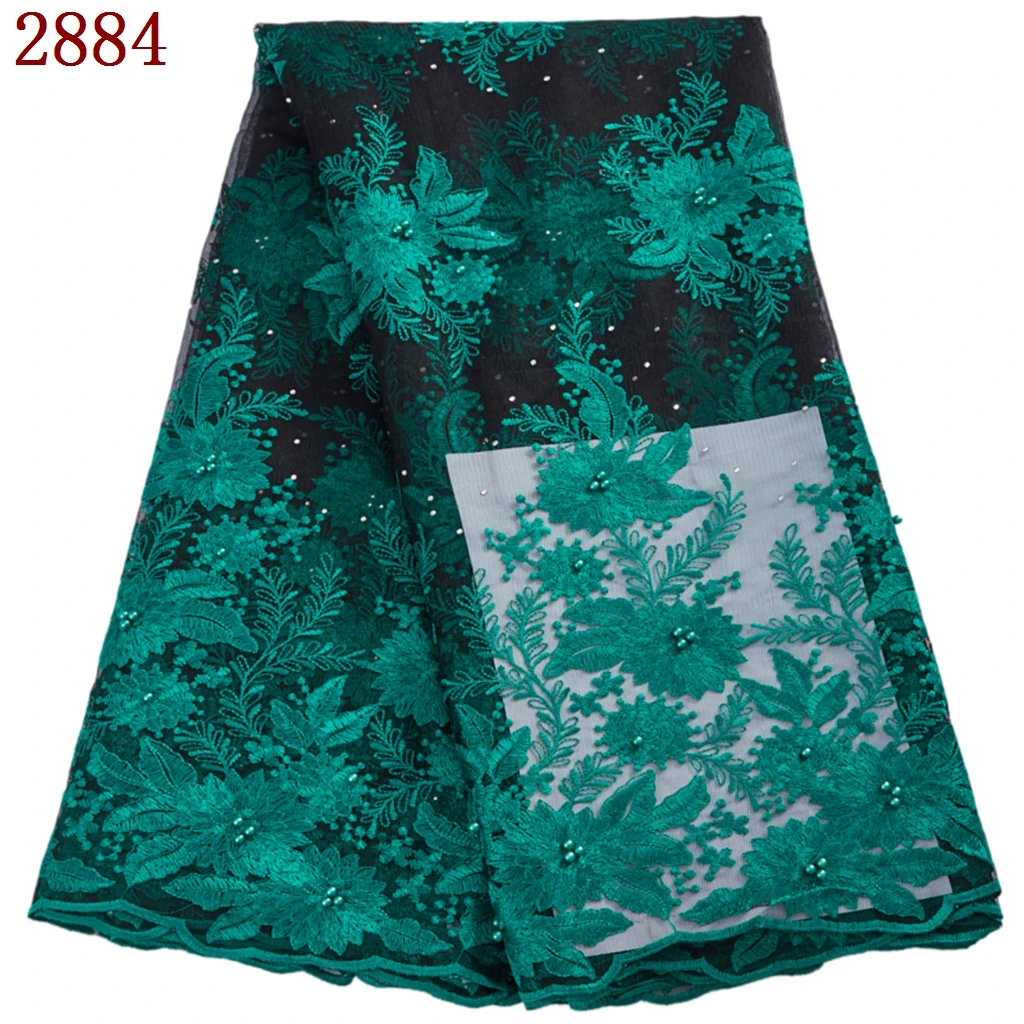 2884 African Lace Fabric 2022 Cheap Mesh Tulle Lace Hign Quality Nigerian Women Dress French Bead Tulle Lace For Party Sewing