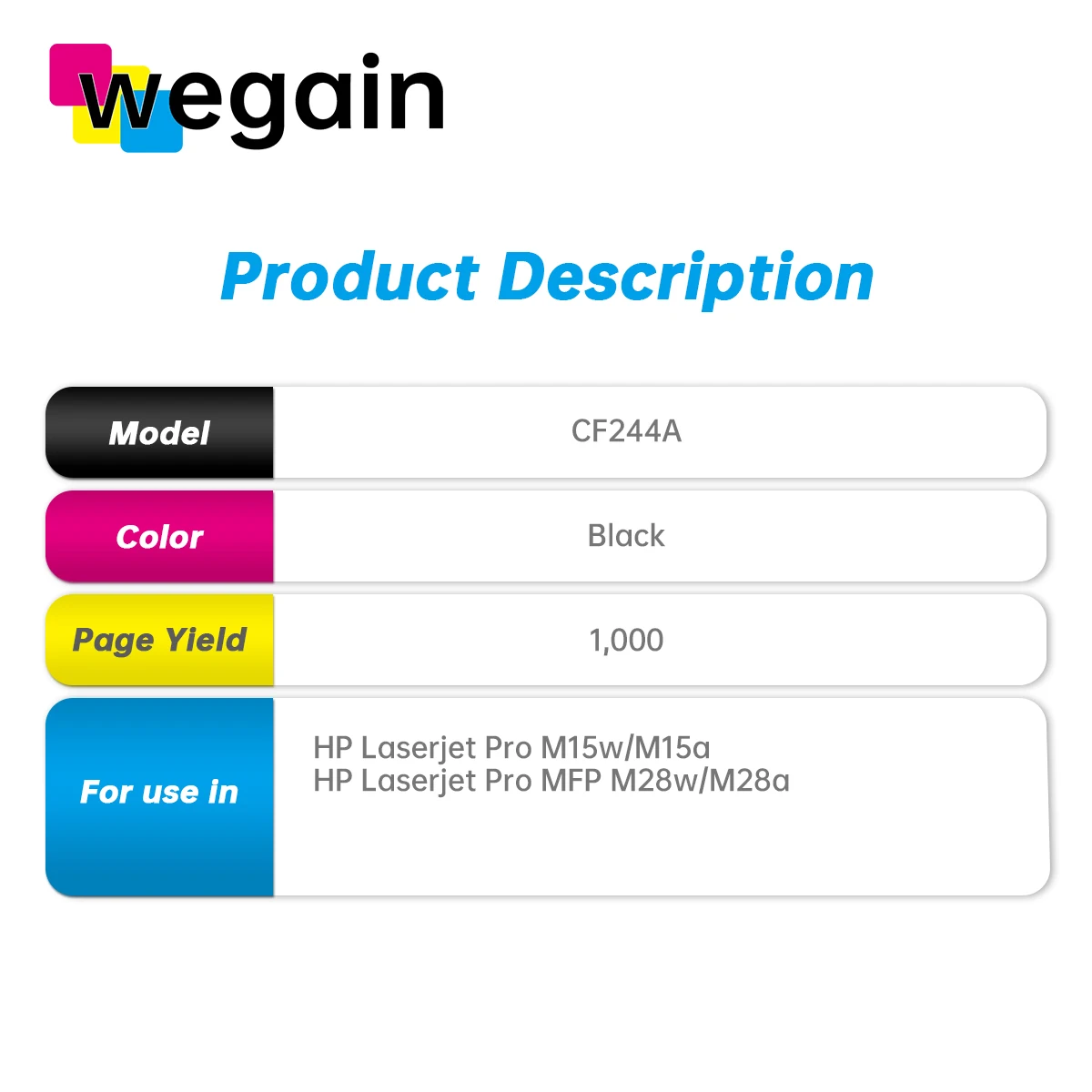 Factory wholesale CF244A 44A CF248A 48A CF247A 47A Compatible Black Toner Cartridge use for LaserJet Pro M15w/15a MFP M28w  44A