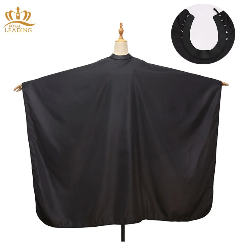 Custom Logo Waterproof Barber Salon Neoprene Collar Hair Cutting Cape With Snaps Neoprene Silicone Neck Black Hairdressing Capes