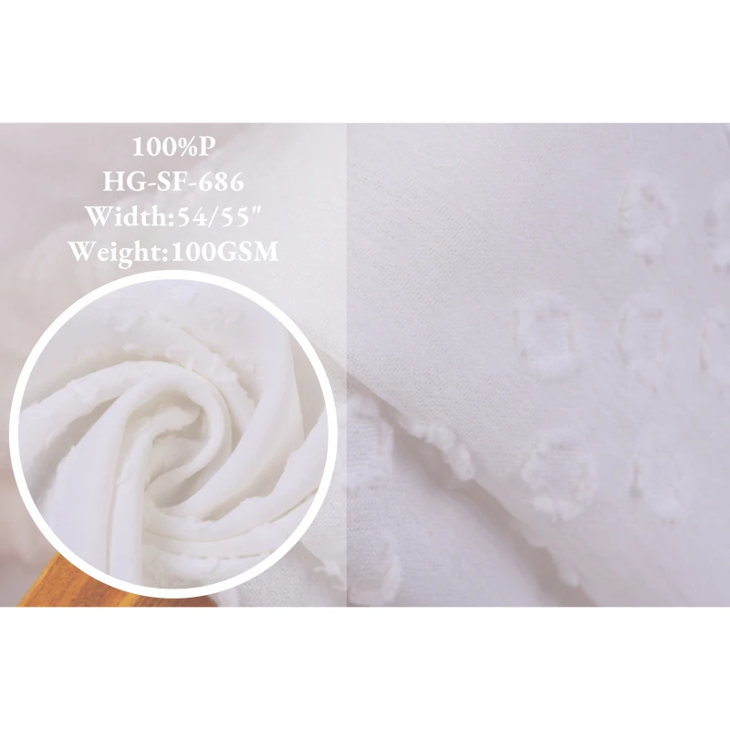 Quick-delivery stretch Shrink-Resistant dot pattern 100% polyester crepe Chiffon fabric for dress
