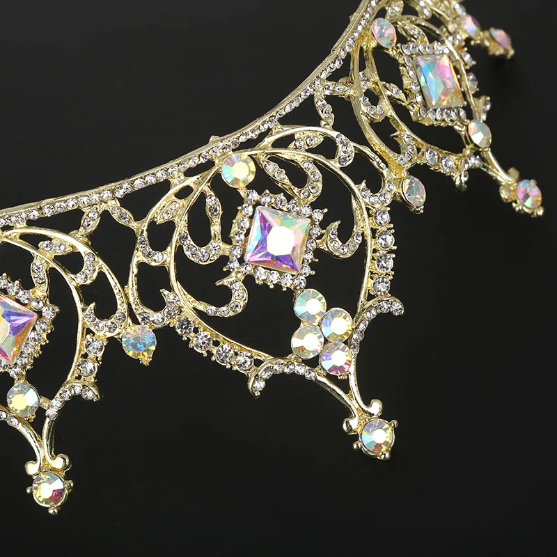 Handmade Gold Crystal  Princess Tiara Crown For Wedding Women Bride Jewelry Hair Accessories Ornaments