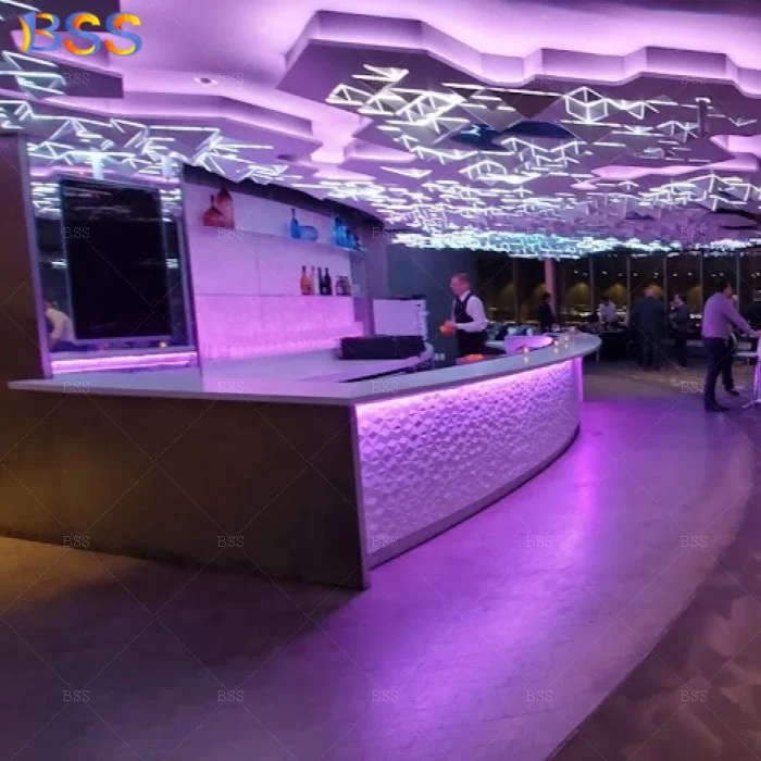 Динамические изображения кафе магазина барной стойки современный дизайн белый прочный светодиодный светильник изогнутая стойка для и бара