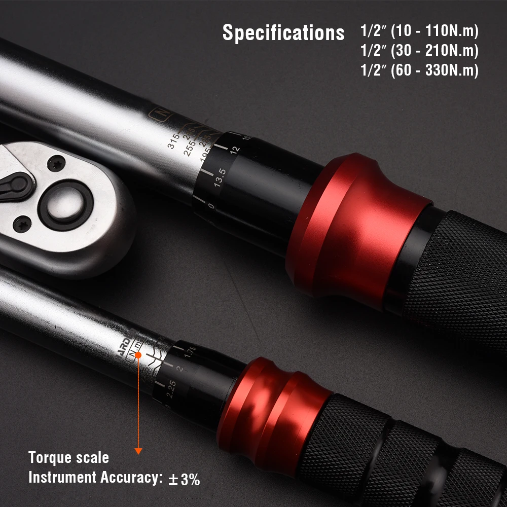 HARDEN TOOLS  1/2 inch Adjustable Universal Ratchet Torque Wrench 30-210Nm Spanner Chrome Hand Tool Industrial Use OEM Metric