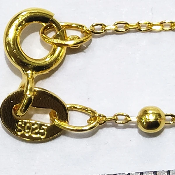 18K Gold Plated 925 Sterling Silver Chain Lava Bead Gold Plated Jewelry Cross Chain