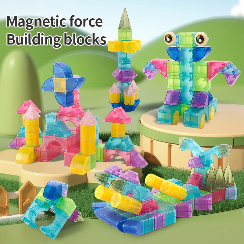 2025 Trending Colorful Magnetic Cubes Stem Educational Construction Magnet Toy 100pcs Transparent Magnetic Blocks Toys For Kids