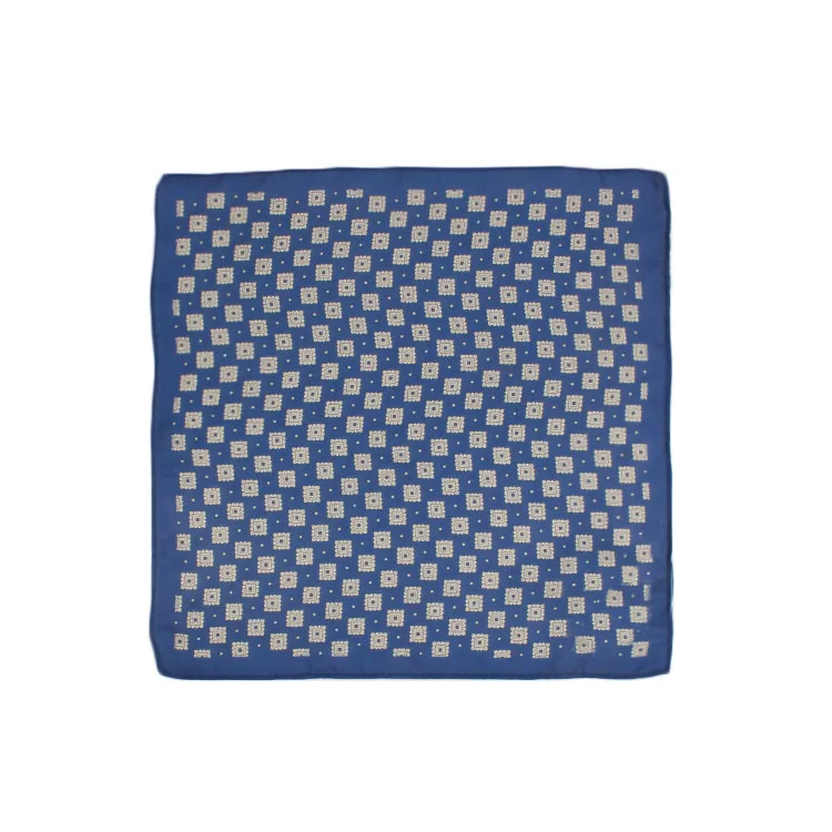 Поставщики синий настоящий Шелковый плед узор Печатный платок классический носовой платок