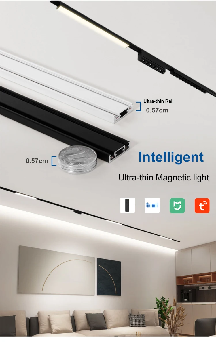 Ultra Thin Low voltage DC48v dali dimmable track lighting system adjustable led magnetic track light