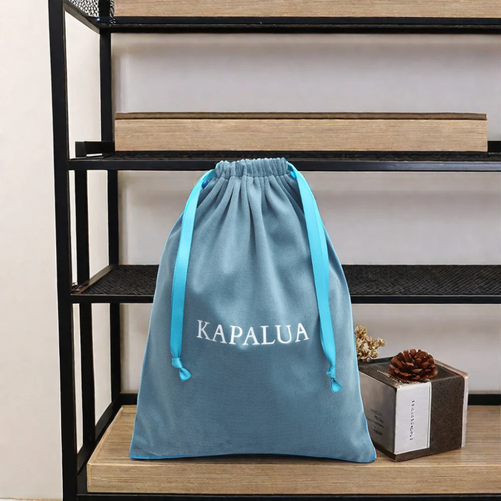 Flexography Custom Logo Drawstring Velvet Bag Pouch for Clothes Packaging  Luxury Velvet Drawstring  Bags