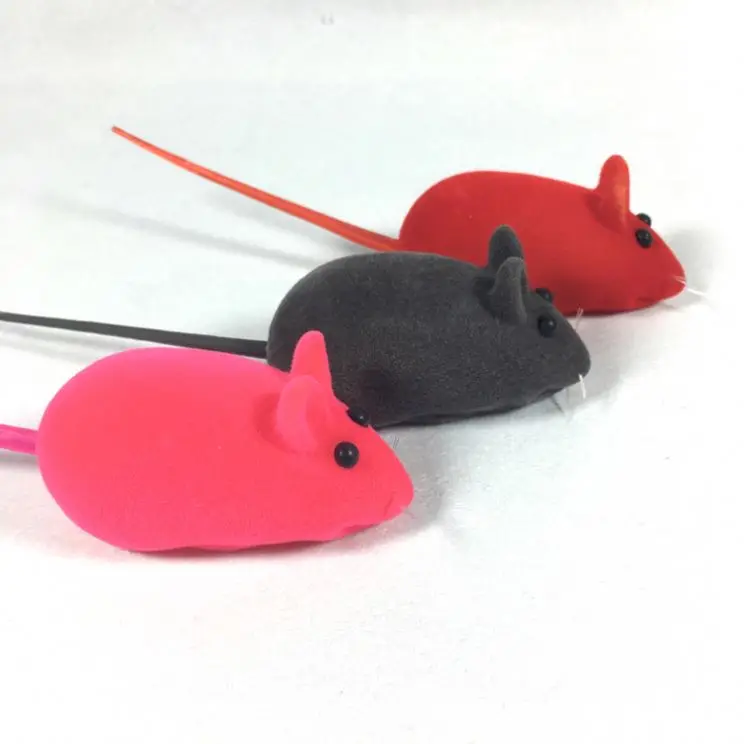 
Hot Selling Pet Cats Dogs Colored Mouse Chew Toy Fun Rubber Natural Toy with Realistic Mouse Sound Squeaky 