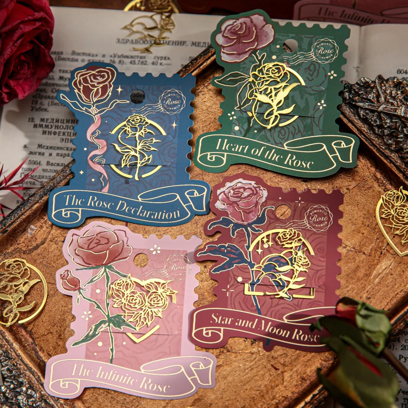 Mr. paper 1Pcs Vintage Rose Metal Openwork Bookmark Reading Book Mark Stationery School Office Supply Student Gifts