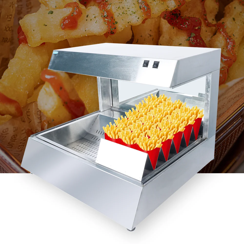 New Arrival Stainless Steel Fast Food Display Warmer Comercial Table Top Chips Warmer For Restaurant
