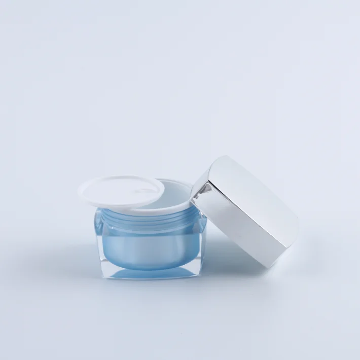 15ml 30ml 50ml 100ml  cosmetic square double acrylic lotion jar  plastic cream jar with plastic lid