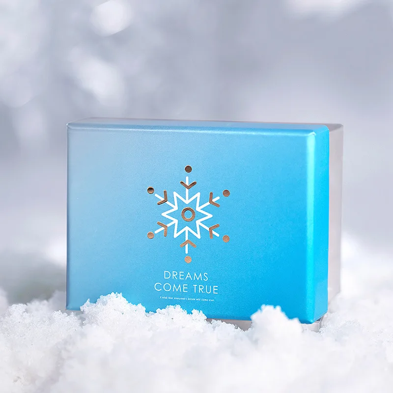 China manufacture transparent window lid shining blue card board clear storage packing box with ribbon for gift