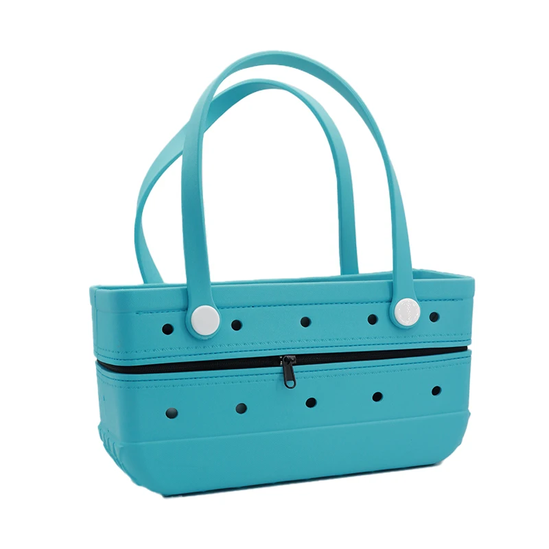 Summer new zipper waterproof eva tote beach bag unisex portable rubber eva handbag travel camping silicone eva bag