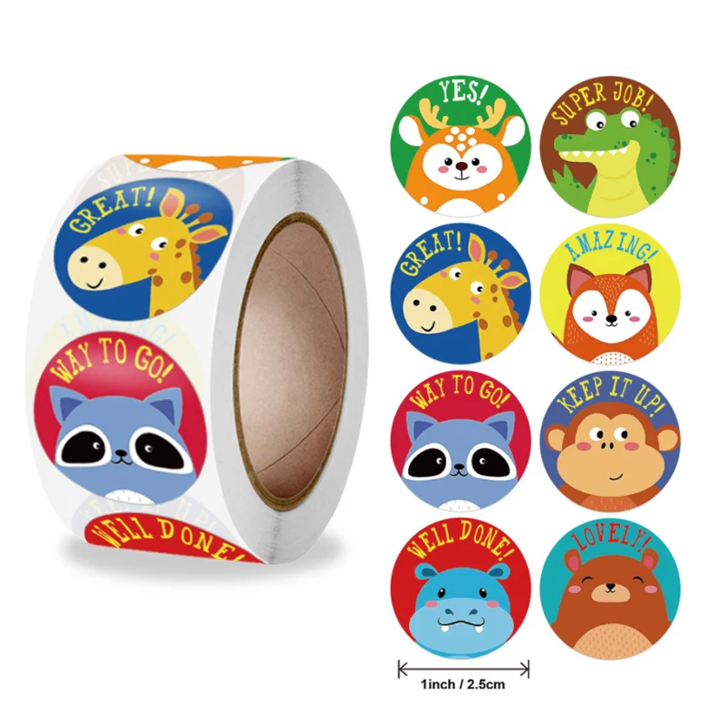 500PCS Assorted 8 Designs Kids Rewards Encouraging Motivational Stickers Toy Sticker For Children