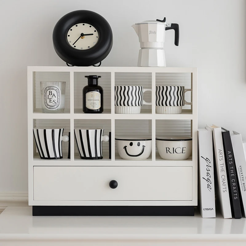 Nordic modern desk sundries storage cabinet luxury living room wood & metal cup cabinet decorative small cabinet with drawer