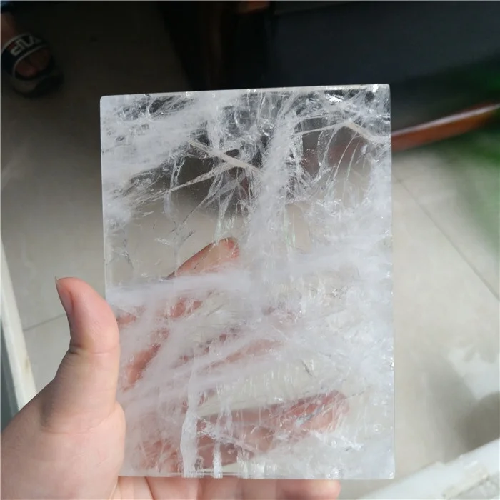 hand carved natural rock clear quartz crystal slice standard size crystal plate for sale