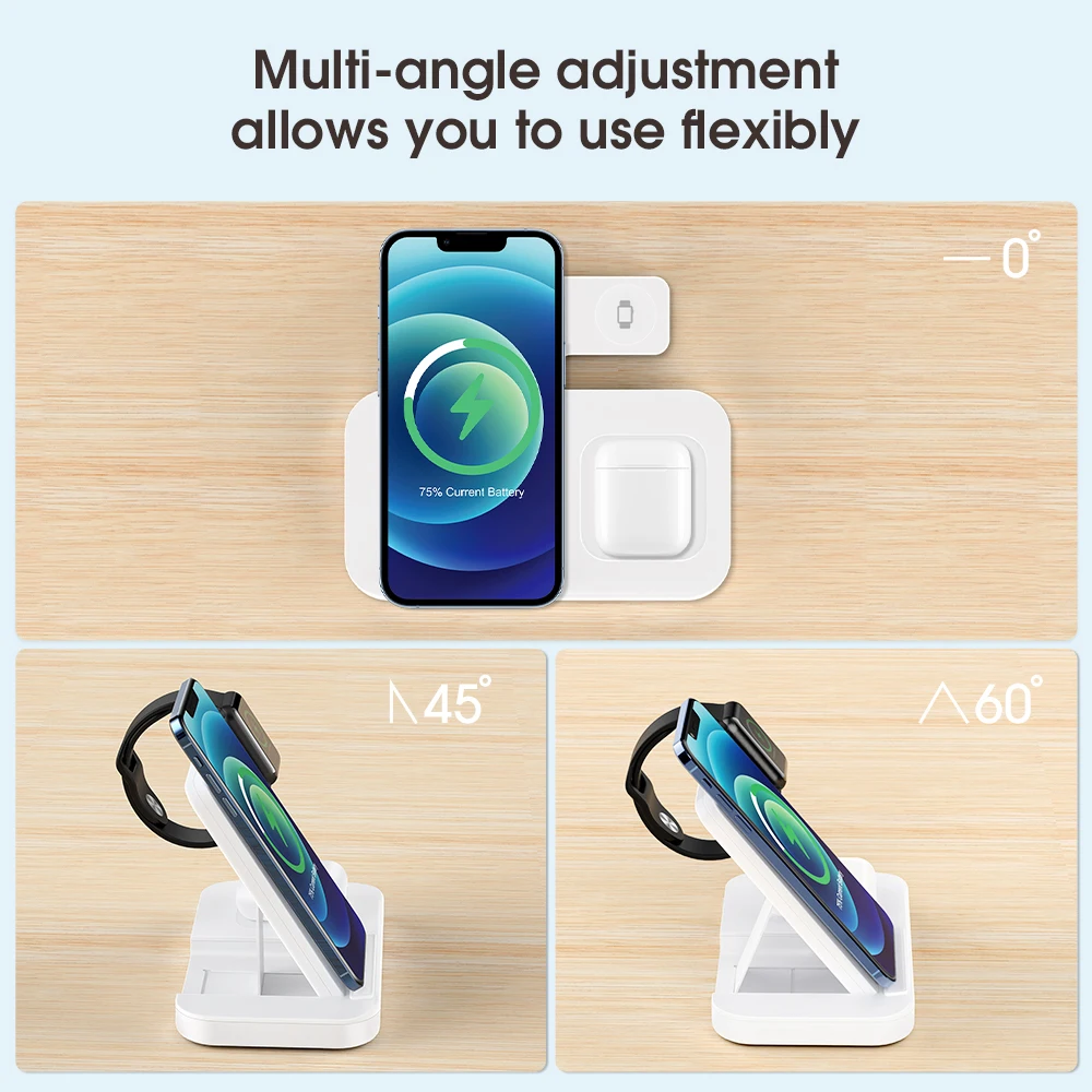 3 in 1 wireless charger dock station foldable