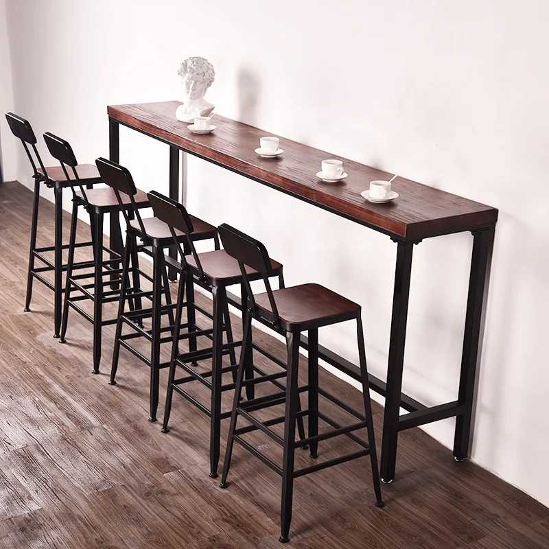 Foshan shunde Quality Assured solid wood long narrow and high bar table