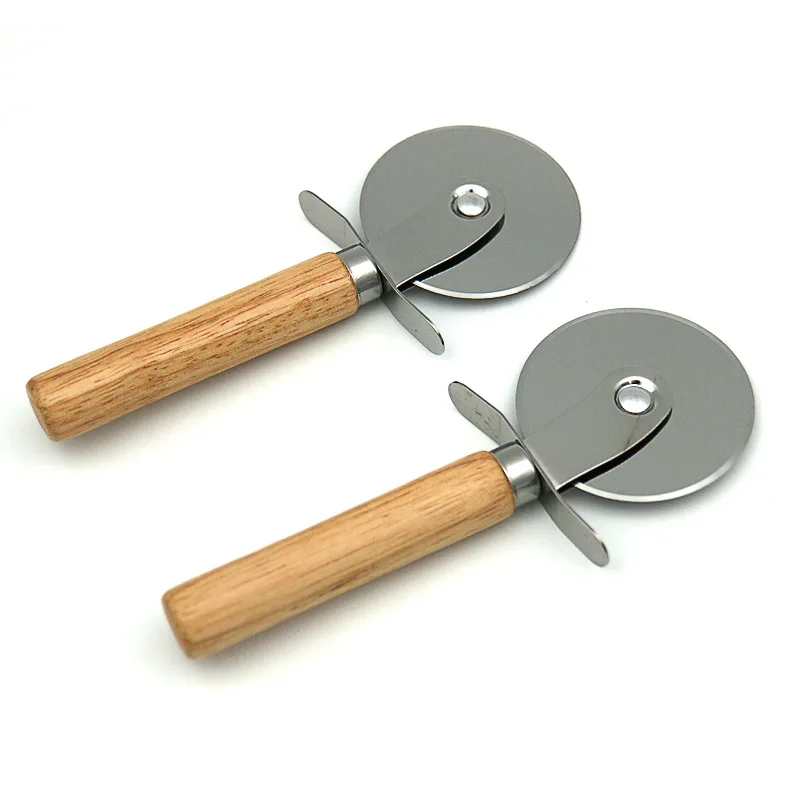 stainless steel pizza cutter wood handle pizza cutters wheels