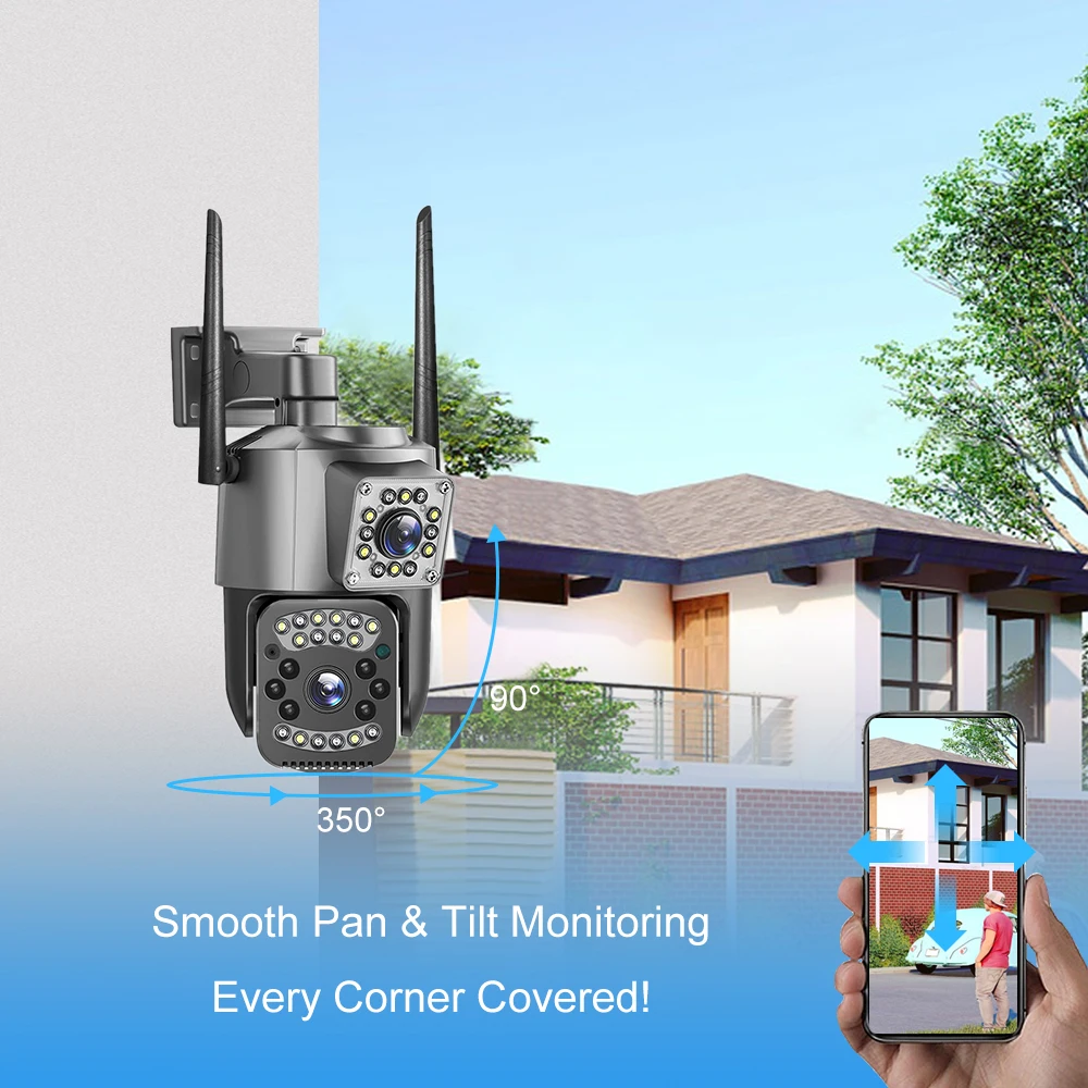 V380 Pro 2.5' 4MP New Dual 1080P Lens Wireless Smart Home Outdoor Security WiFi CCTV Surveillance IP PTZ Video Camera