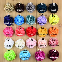 30pcs/lot 2.17 Inch Flat back Rose New Kids Hair Fabric Flowers For girl Headband Flower Handmade Accessories 24colors